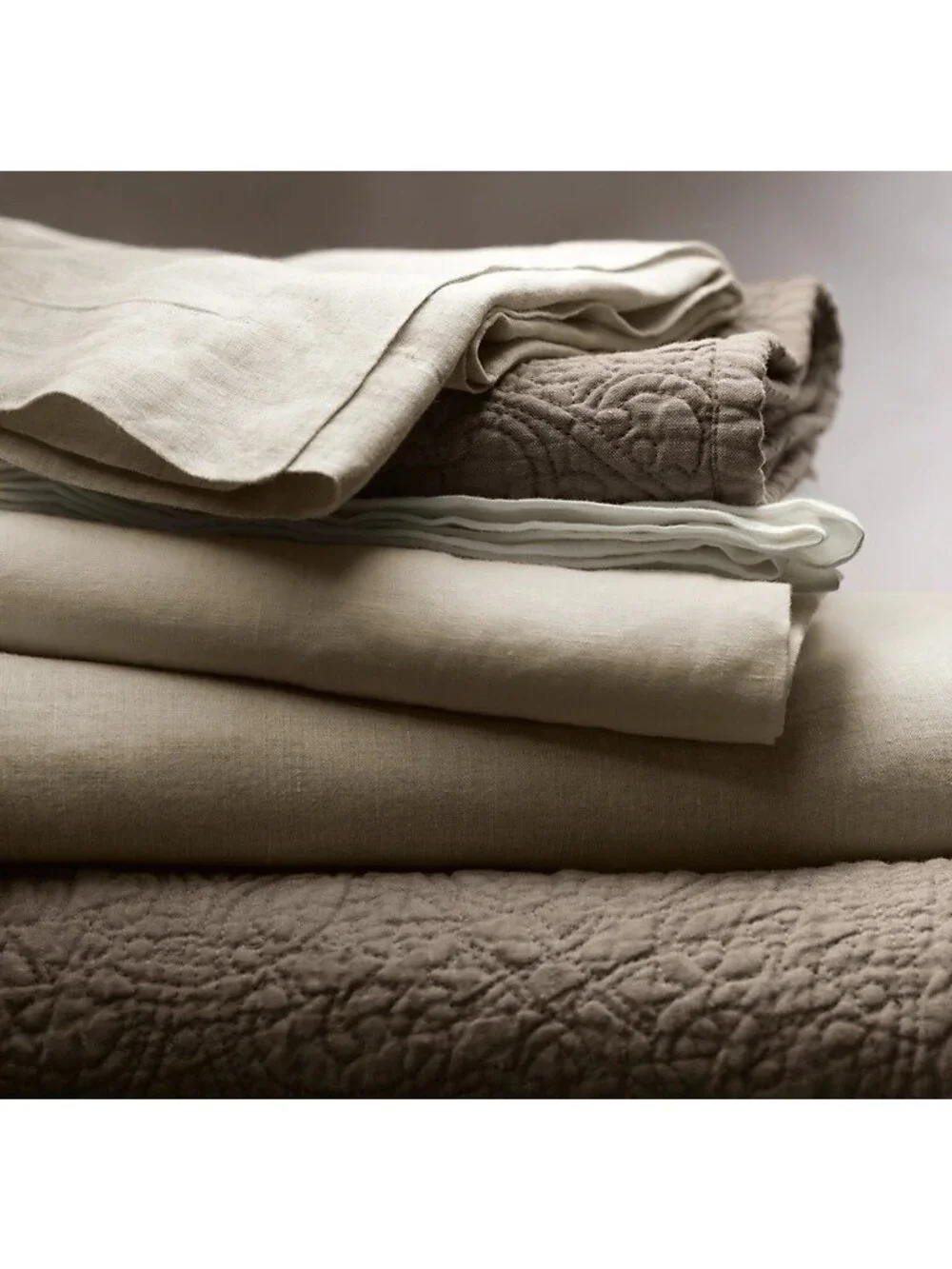 Restoration Hardware Vintage Washed Belgian Linen Quilted King Pillow Sham Fog